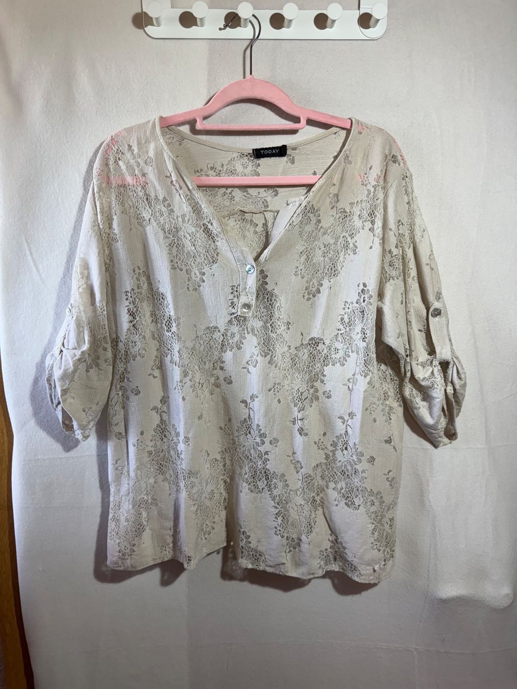 Camicette: Schöne Bluse mit Spitze von Chicoree Gr. L – Usato da Grosswangen venduto da SALE_SALE_SALE