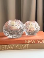 2 Vintage schwedische Glas-Kerzenhalter Kosta Boda Snowball