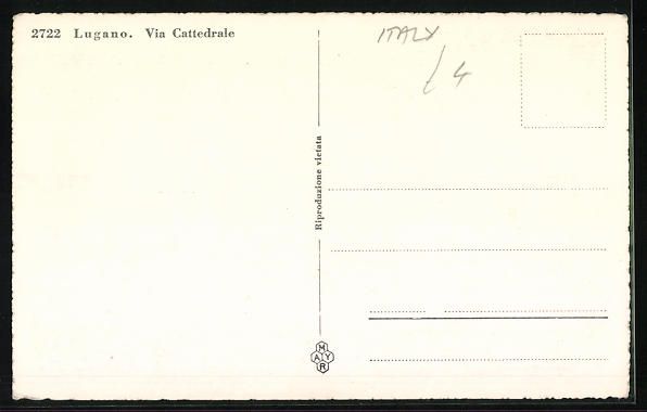 Cartoline postali: Lugano, Via Cattedrale mit Geschäften – Usato da Berlin venduto da bartko-reher 1