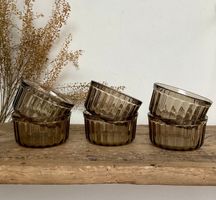 Vintage Arcopal Ramequins / Soufflé-Förmchen aus Rauchglas 