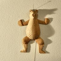 Mobile ours en bois sculpté  - Design vintage
