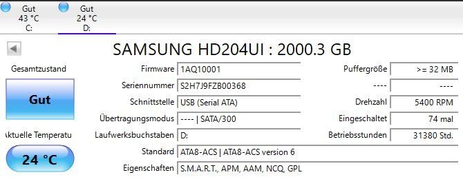 Samsung Harddisks: Festplatte 2TB Samsung HDD SATA – Gebraucht aus Oftringen von elnino22 2