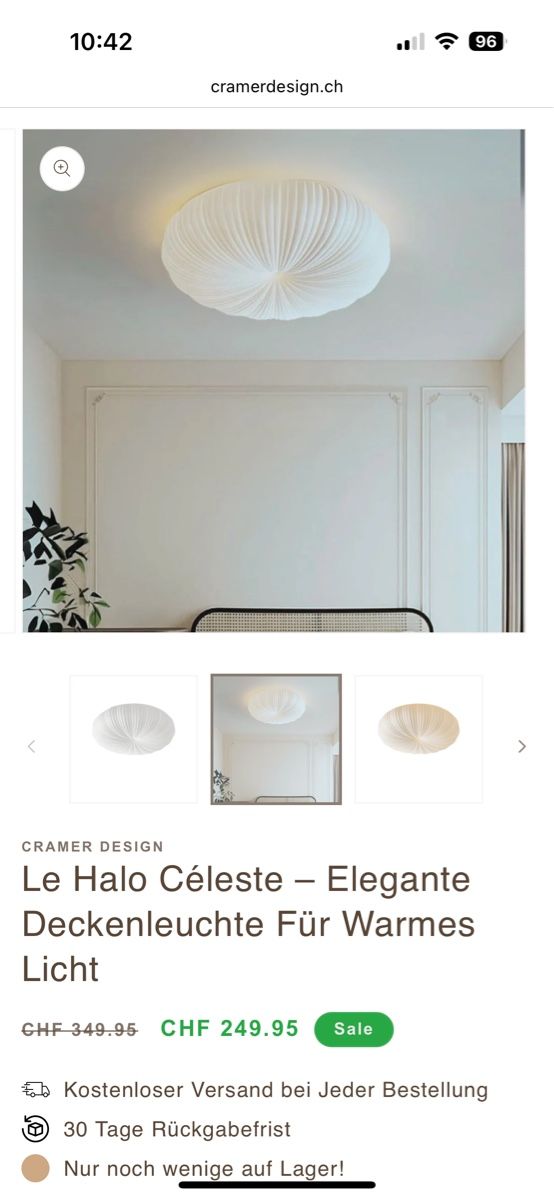 Lampade: Elegant Cramer Design Ceiling Light - Le Halo Céleste – Nuovo e nell'imballaggio originale da Uitikon Waldegg venduto da JanicaGe 1