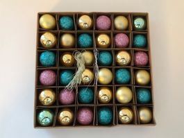 36 Stück Weihnachtskugeln, 5 verschiedene Sorten