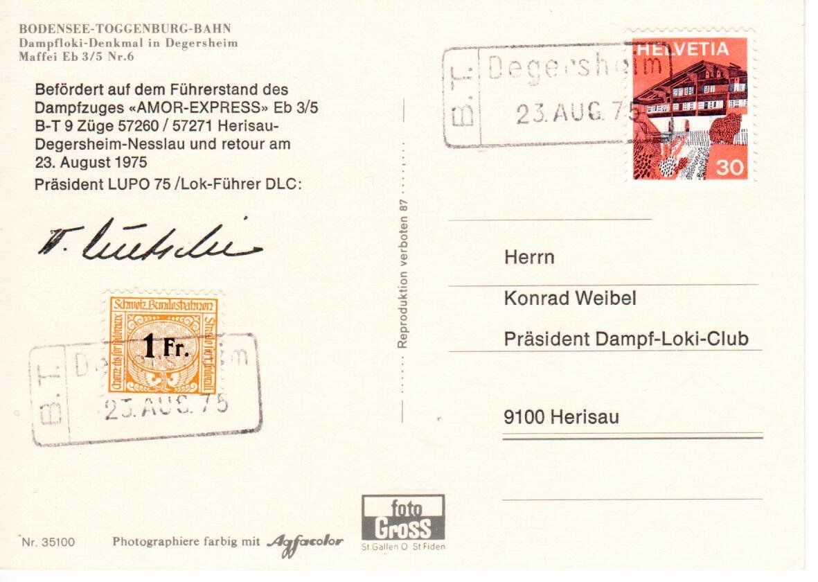 Cartoline postali: Bahnpost Degersheim – Usato da Wolhusen venduto da Curver9