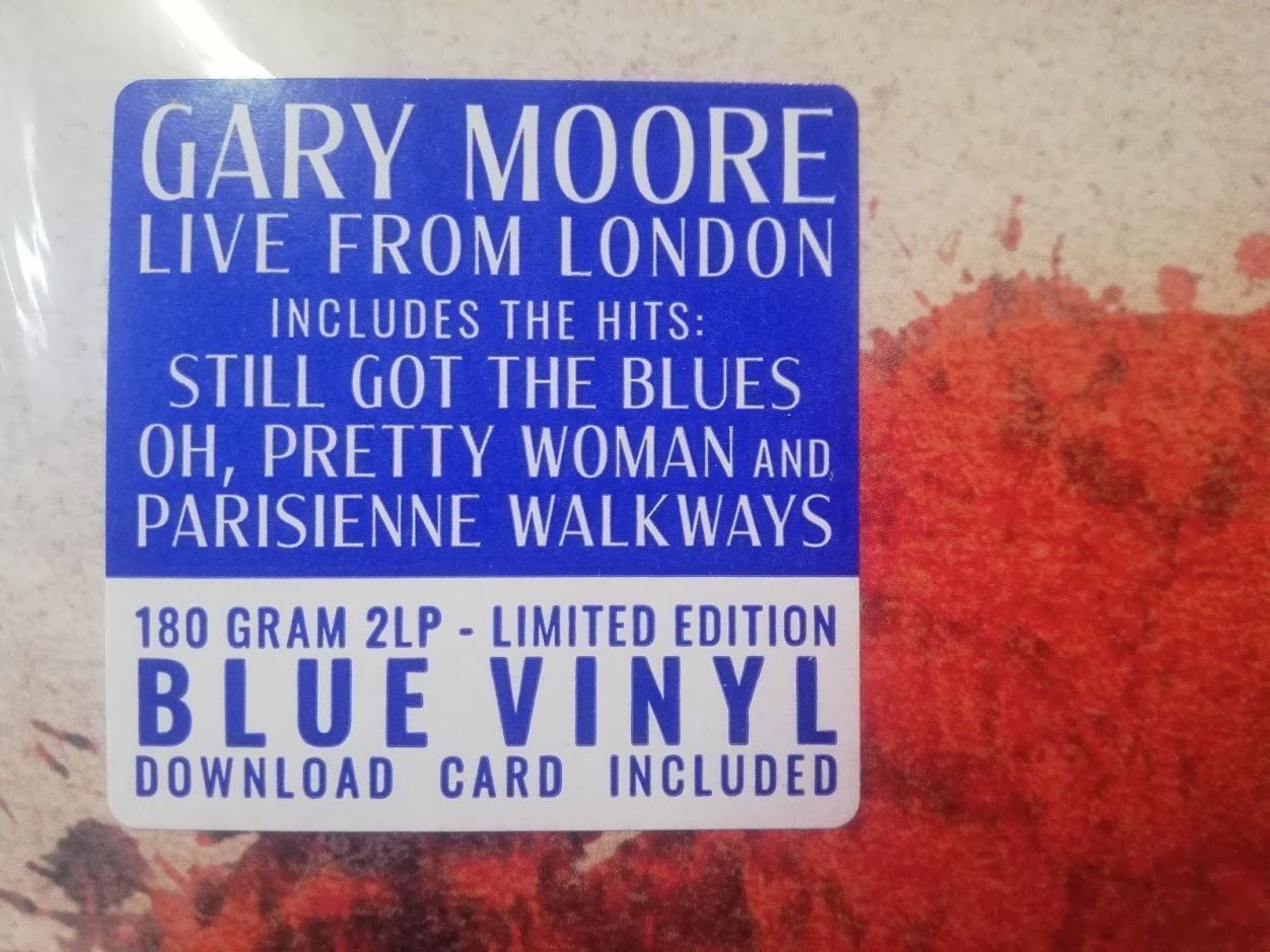 Dischi in vinile: Gary Moore Live from London 2LP Blue Vin – Nuovo e nell'imballaggio originale da Zofingen venduto da noise123 2