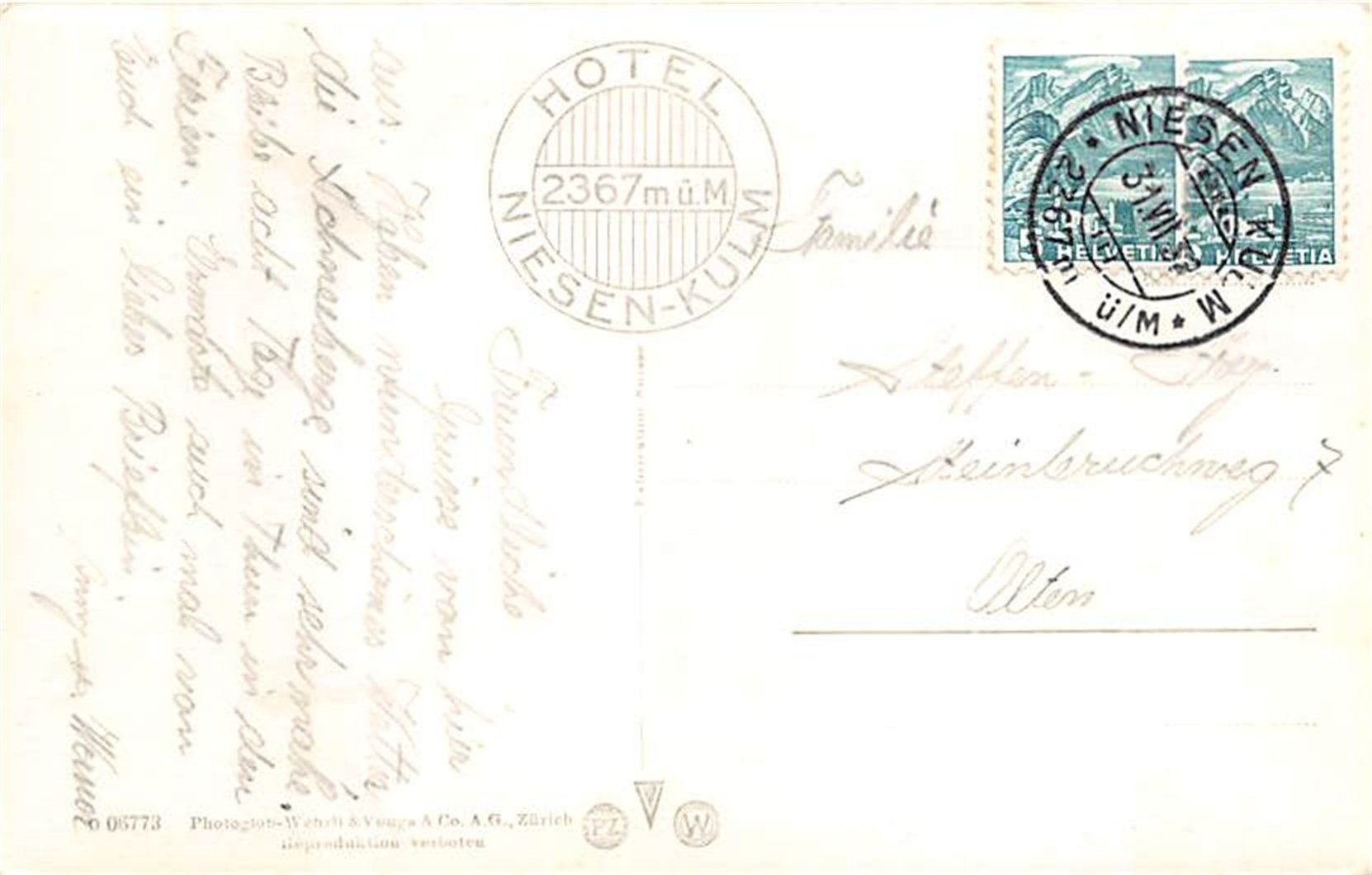 Cartes postales: Niesen-Kulm, Hotel – D'occasion à Ottikon b.Kemptth. par Neptun1974 1
