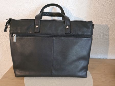 Globus Studio Businesstasche Leder Schwarz mit Umhängeriemen