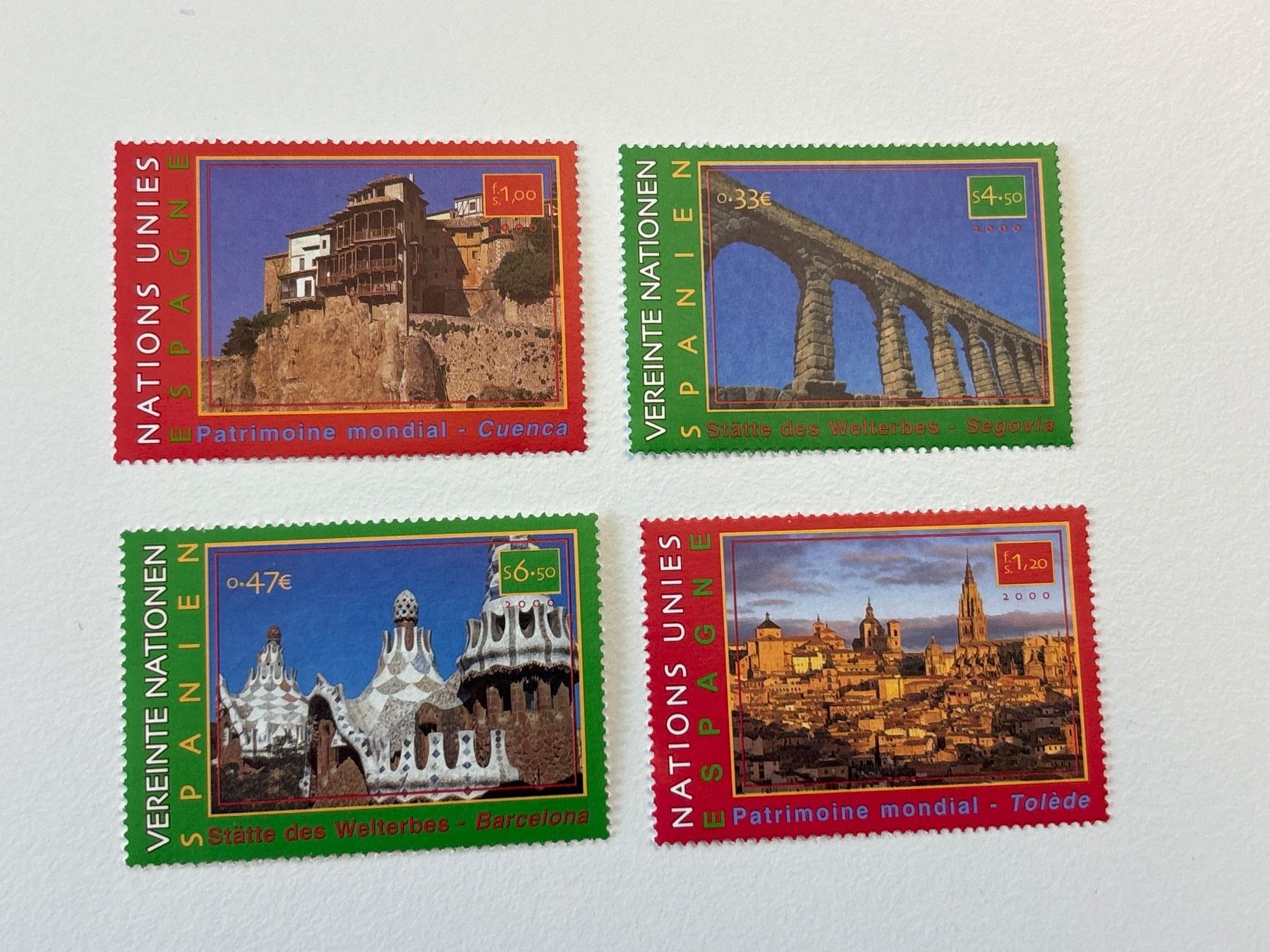 Tutti i francobolli: 4 Spanien Briefmarken UNESCO Welterbe – Nuovo e nell'imballaggio originale da Zürich venduto da engebrunau