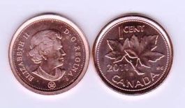 CANADA  2X 1 CENT 2011 /1X MAGNETIQUE+1X NON-MAGNETIQUE  UNC