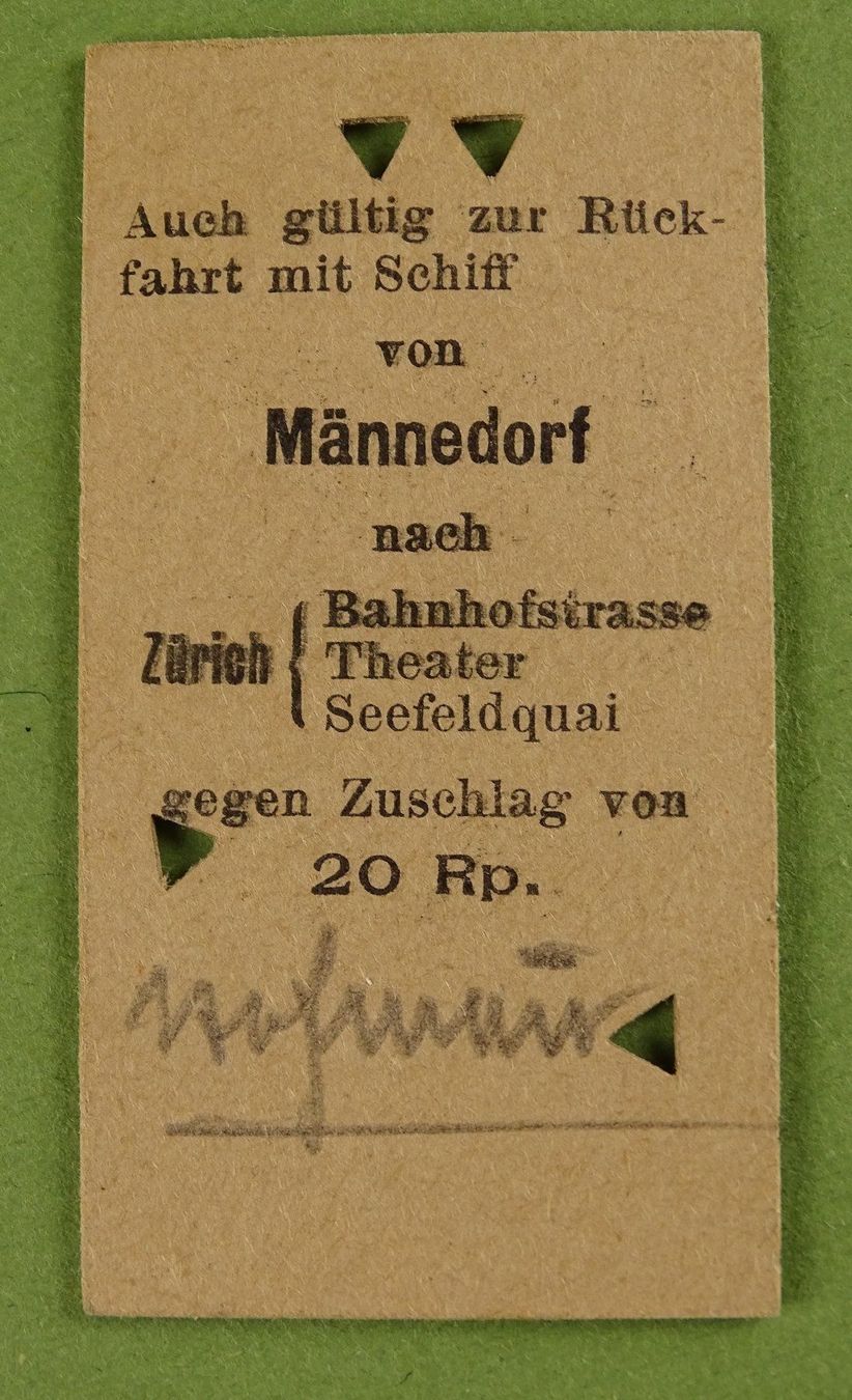 Biglietti: BILLET ZH STADELHOFEN MÄNNEDORF 1946 – Usato da Grüningen venduto da Kartensammler 1