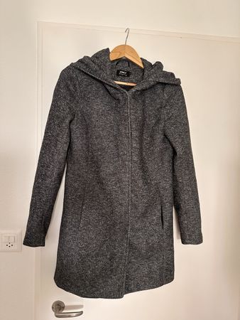 Damen Mantel mit Kapuze grau Grösse M 