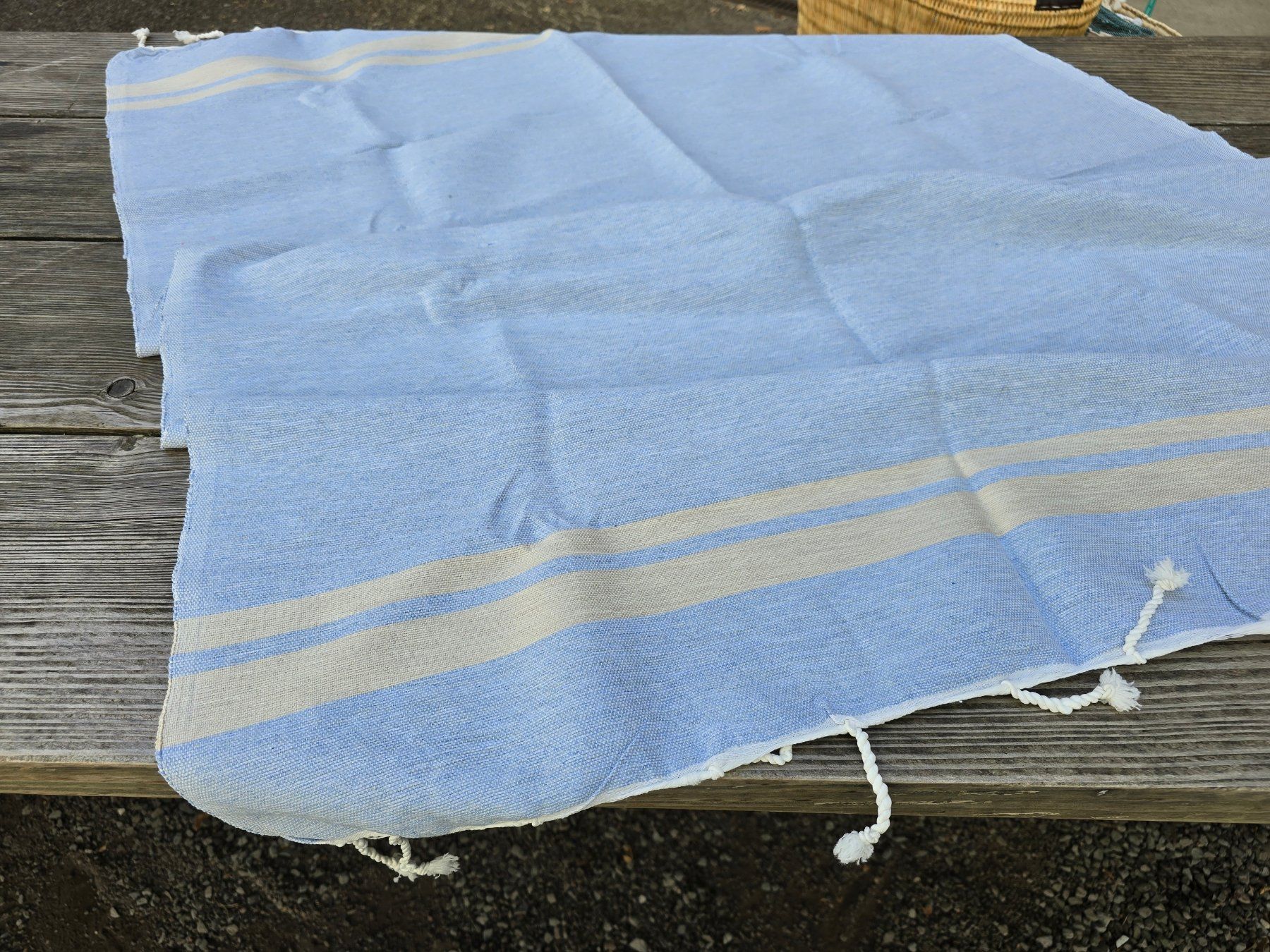 Badetücher: Fouta: Hammamtuch ciel (hellblau)/blanc cassé-ANGEBOT – Neu (gemäss Beschreibung) aus Romanshorn von Rachacha 2