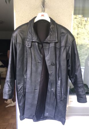 Leder Mantel Schwarz Grösse 44-46
