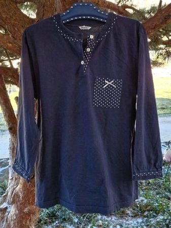 Shirt Langarm o. Pijama Oberteil,gepunktet/Mäscheli,Gr  42