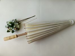 Vintage Sonnenschirm / Papierschirm aus Bambus & Papier – Cr