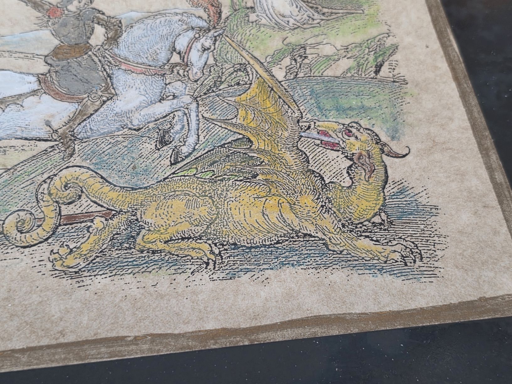 Foto & Immagini: Bilderrahmen mit Farblithographie St. Georg Kampf gegen Drac – Usato da Mettlen venduto da elios0888 1
