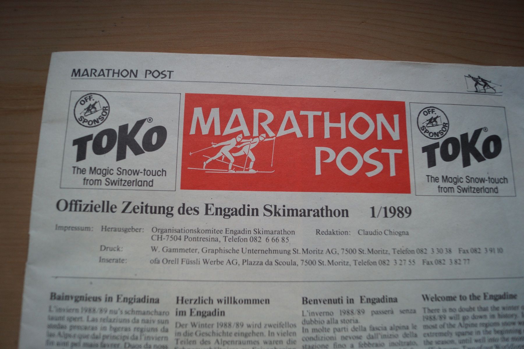 Riviste & Magazine: Engadiner Skimarathon Post, 1989 – Usato da Scheid venduto da dirauls