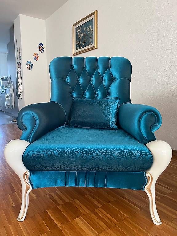 Sofas: Türkises Chesterfield-Sofa mit Sessel – Gebraucht aus Zürich von vafandy 3