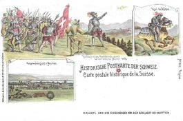 Schlacht bei Murten FR  Historische Litho Karl der Kühne1476