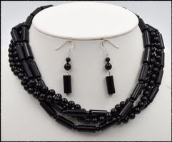 ♛ 4- reihige Achat Kette ca. 43cm mit Ohrhänger