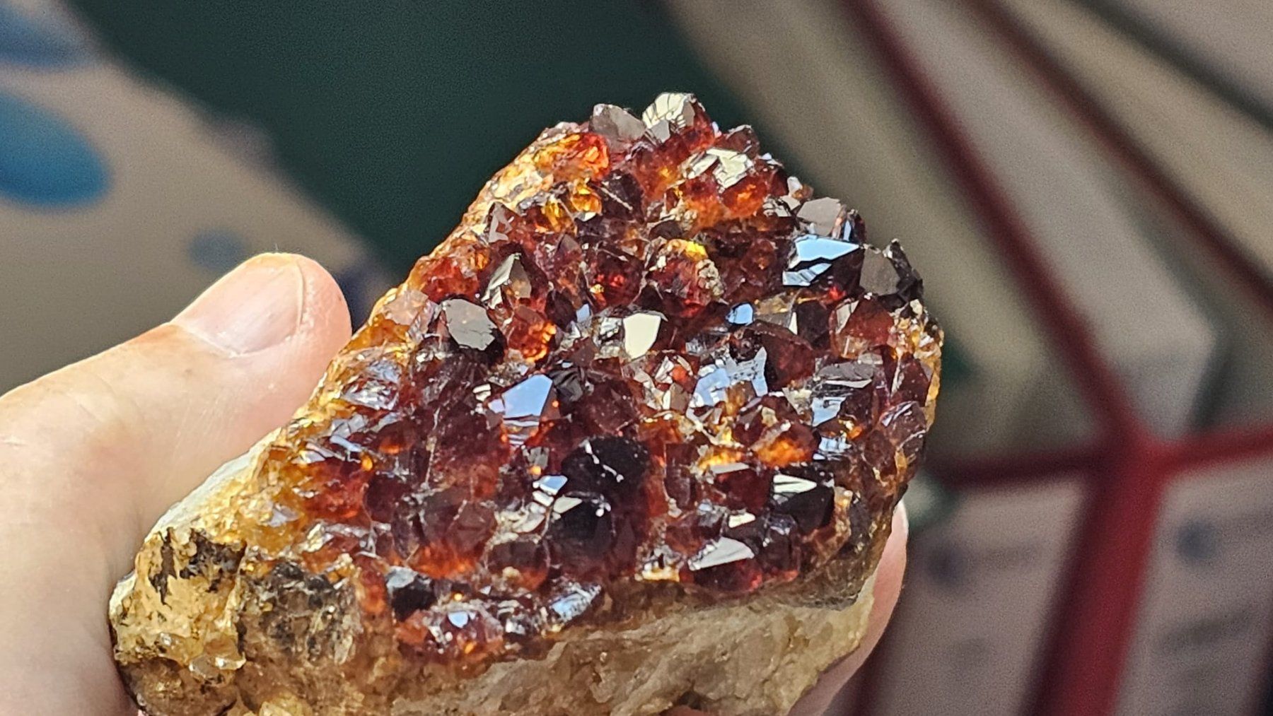 Minerali & Pietre curative: Dark Red Garnet Crystal Cluster on Matrix – Usato da St-Légier-Chiésaz venduto da nig_dk7p 2