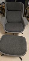 Loungesessel mit Hocker grau Stoff neuwertiger Zustand