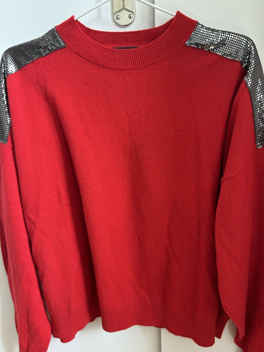 Kooples Maglioni & Felpe: Red Jumper with Silver Embellishments - Size Medium – Usato da Zürich venduto da pdi_kr7j 1