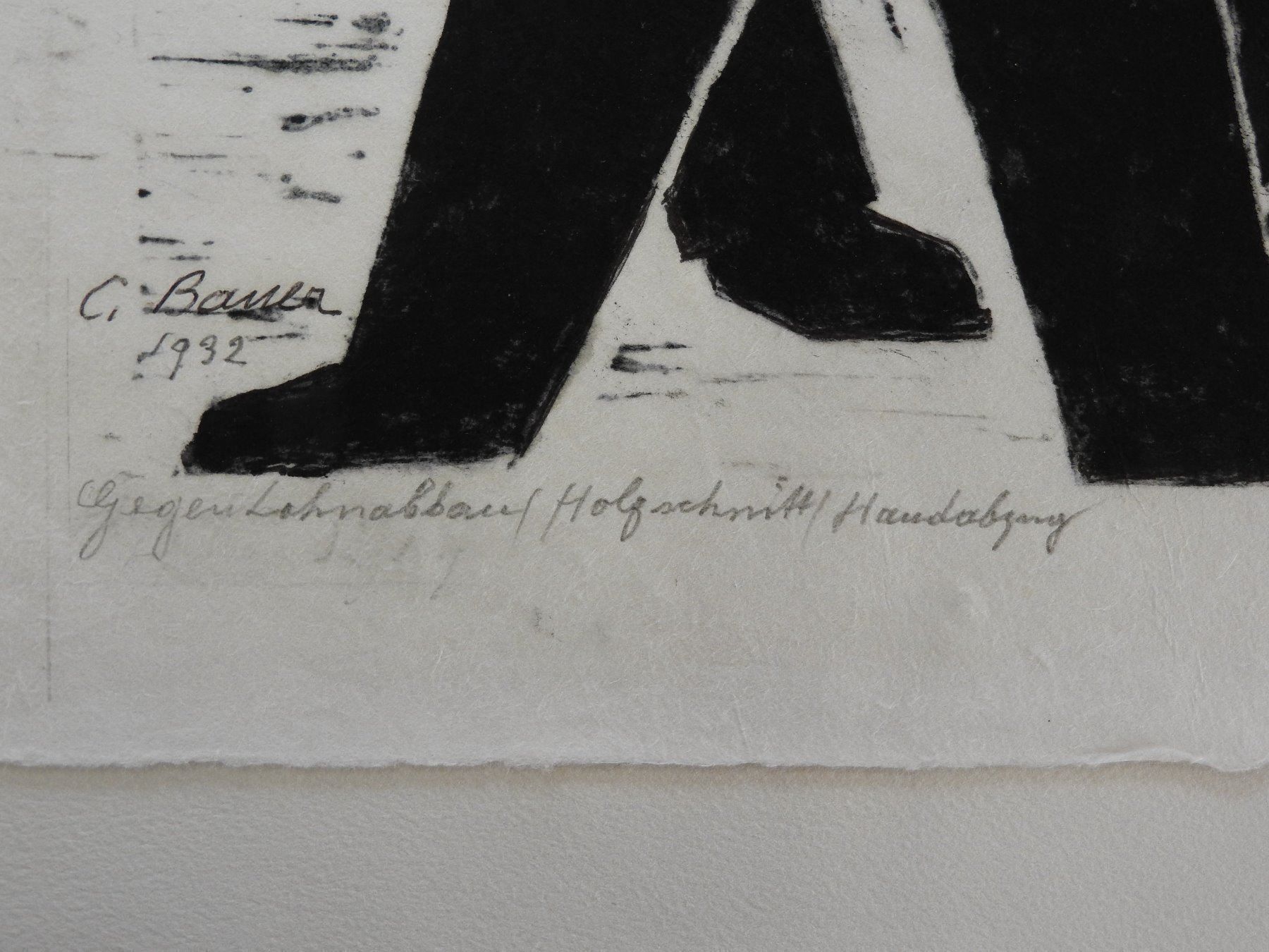 Holzschnitte: Carl Bauer -    "Gegen Lohnabbau"  1932 - Holzschnitt – Gebraucht aus Stetten AG von Brissago25 1