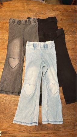 4 Leggings Set Mädchen Herz Applikation