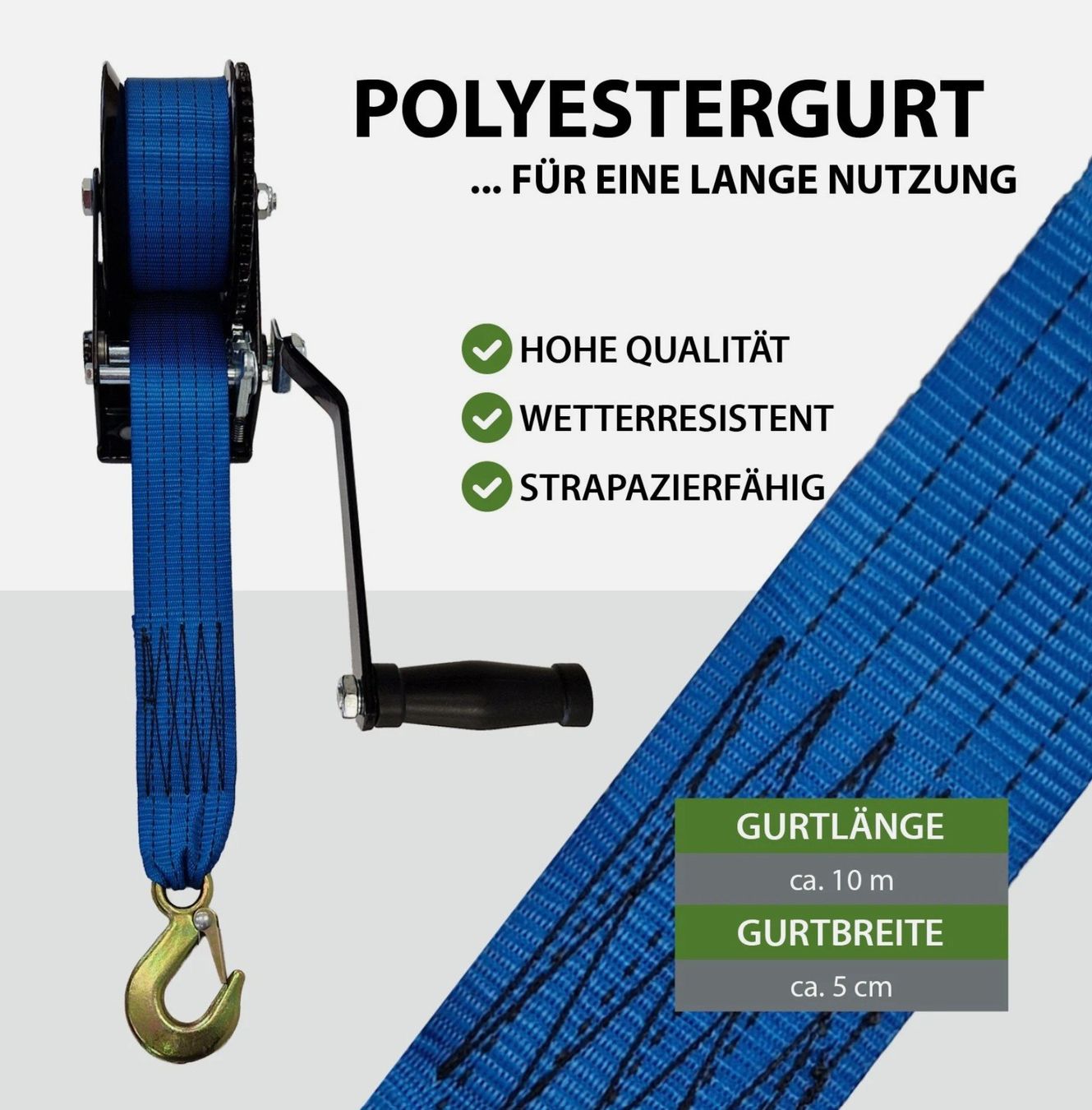 Altro per stoccaggio & trasporto: Gurtwinde Handwinde Bootswinde 540 kg Gurtlänge 10 m – Nuovo e nell'imballaggio originale da Untersiggenthal venduto da customs 3