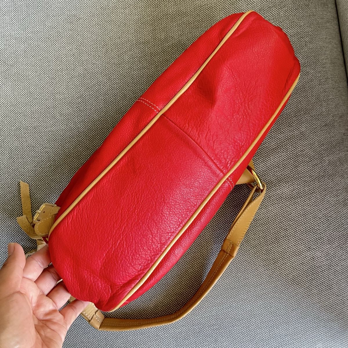 Taschen für Damen: Wunderschöne Schulter Tasche aus Leder - Rot & Beige – Gebraucht aus Bern von dek_7bjd 3
