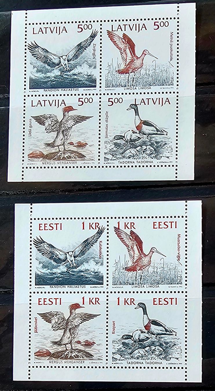 Alle Briefmarken: LATVIJA / EESTI  2 BlockS ** 1992 – Neu (gemäss Beschreibung) aus Les Valettes von Nuba1