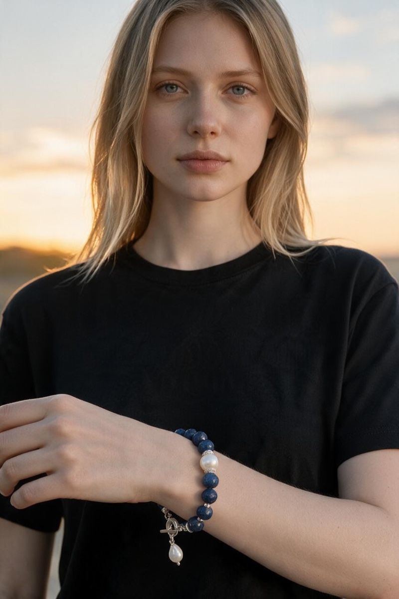 Armbänder & -reifen: Armband mit Lapislazuli und Perlen – Neu und originalverpackt aus Kriens von Hortensie6 5