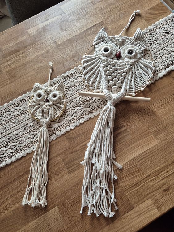 Makramee-Buchhalter In Eulenform – Handgefertigtes Hängendes Bücherregal Aus Baumwollseil, Boho-Wanddekoration Für Wohn- & Kinderzimmer