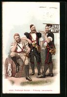 Freiburger Sennen in Tracht mit Tabakspf