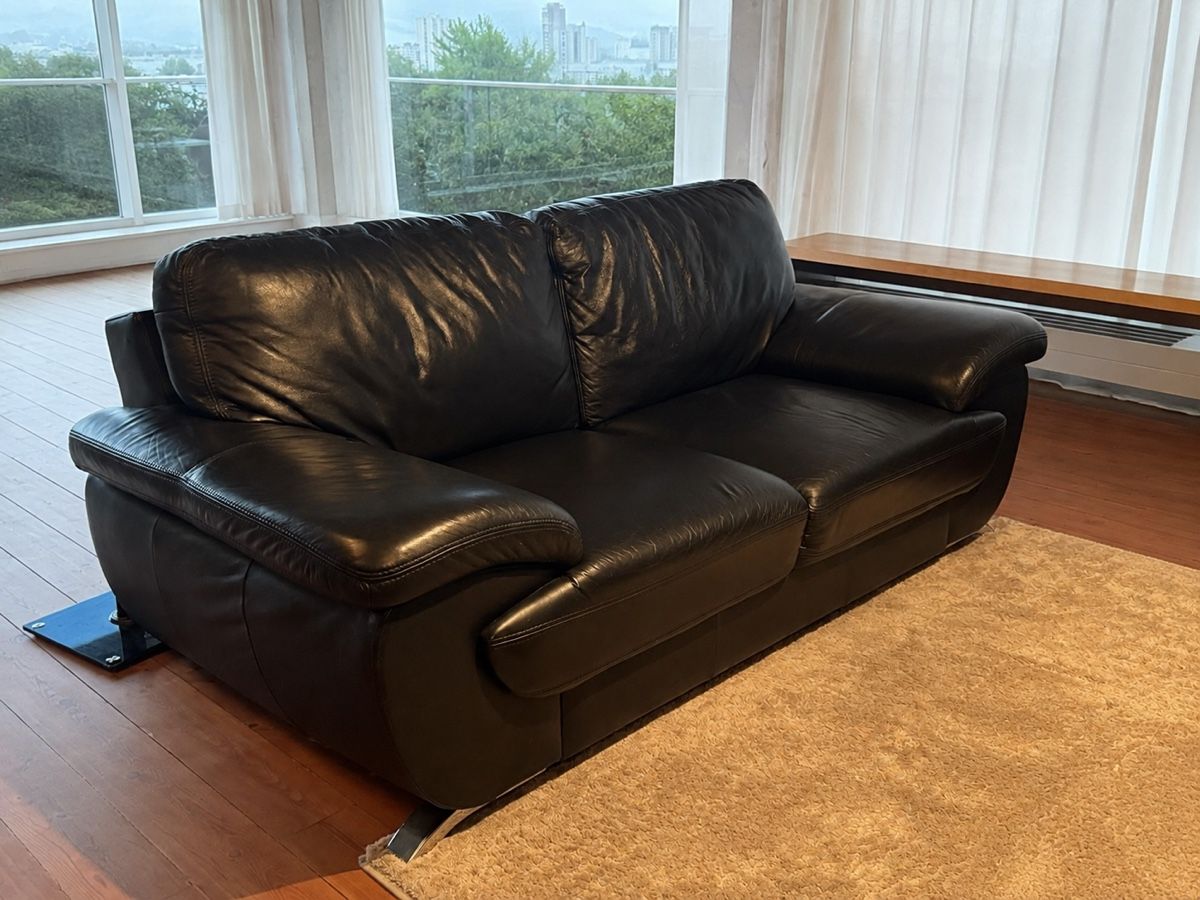 Sofas: Ledersofa 2-Sitzer schwarz  – Gebraucht aus Chur von arxi