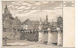 LITHO signiert BASEL Die Alte Rheinbrücke