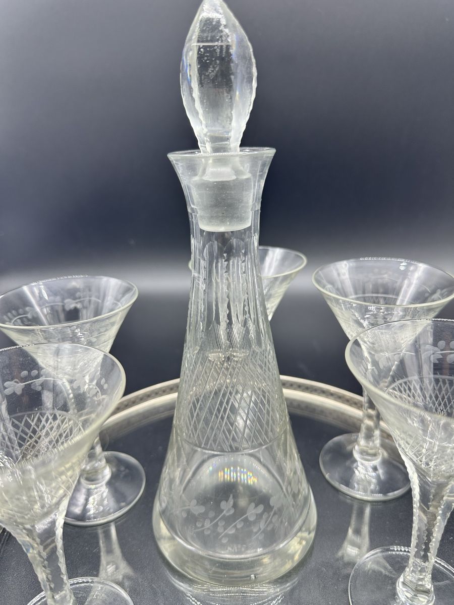 Exciting Vintage Etched Glass Decanter Photos