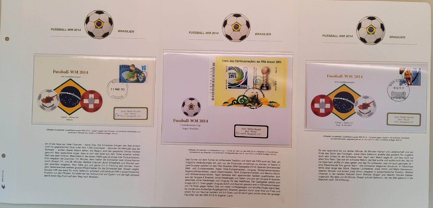 Tutti i francobolli: Fussball WM 2014 - Los 1 - 21 Briefe – Usato da Buchrain venduto da mue_kru 5