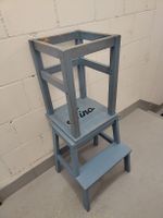 Lernturm Holz graublau personalisiert
