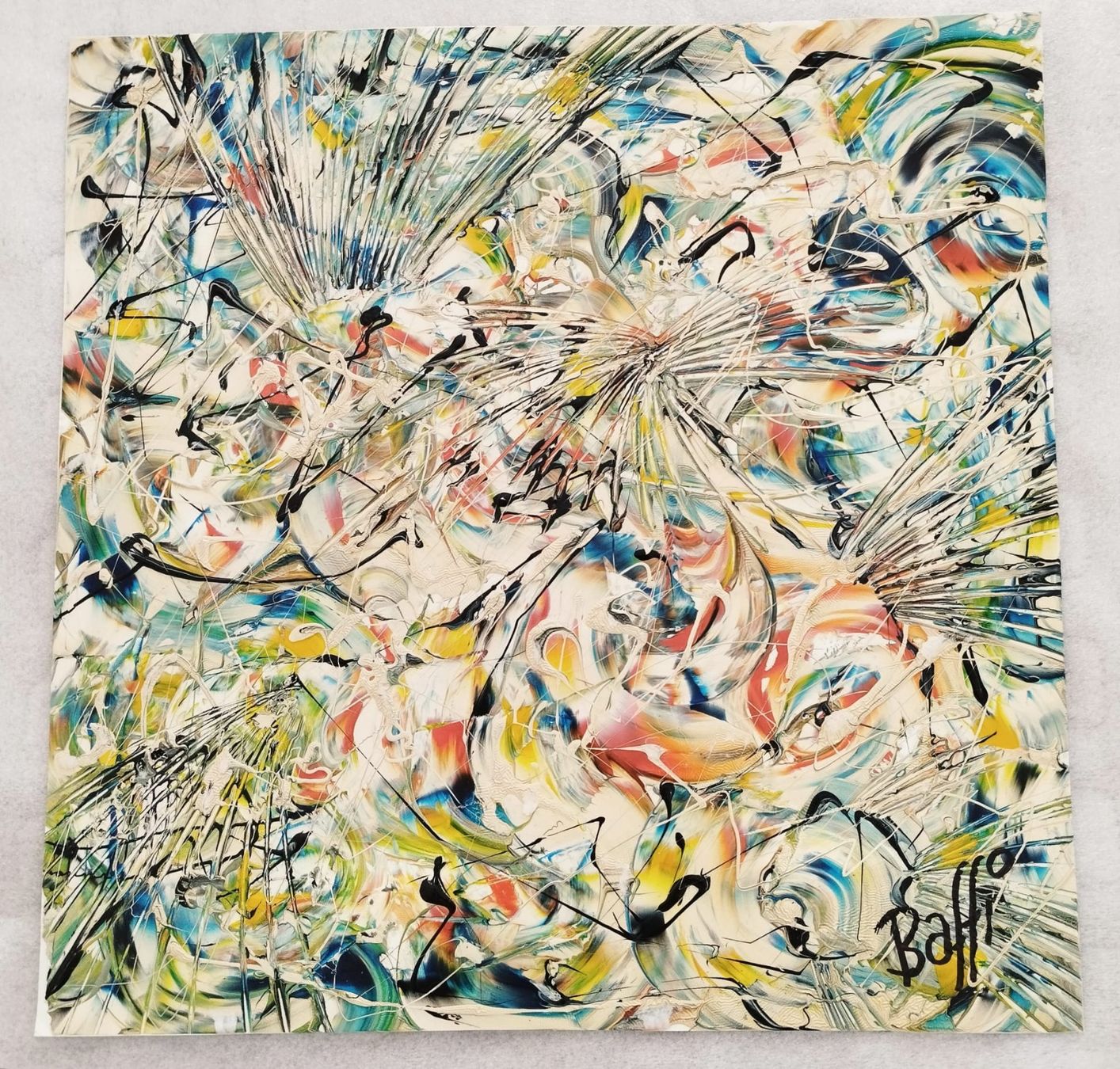 Gemälde: ✨ "BAFFI" Abstract Gem-Signed Original, 38×38 cm✨ – Gebraucht aus Dübendorf von ChromaticLibrary25 2