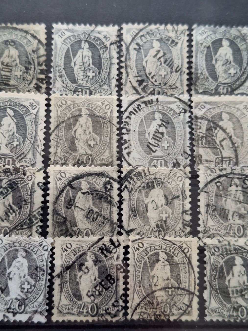 Alle Briefmarken: Stehende Helvetia 40Rp Werte 58× – Gebraucht aus Balgach von SIMEON27 6