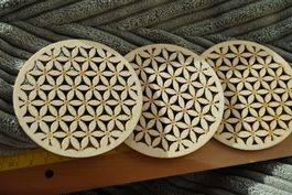 Blume des Lebens Dicke Form   Untersetzer Holz  9cm