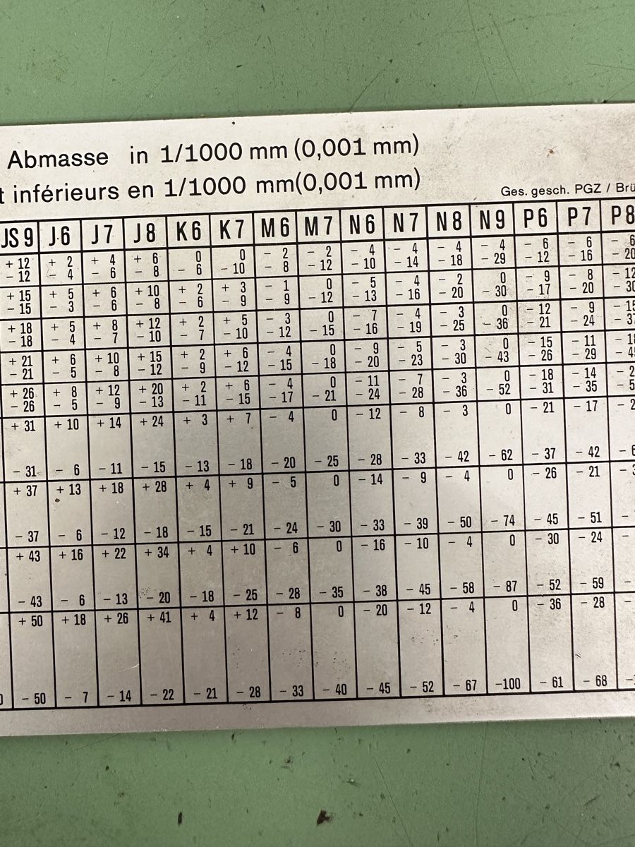 ISO Toleranzen, ISO Tolerance Chart. (Gebraucht) in Aarberg für CHF 17 ...