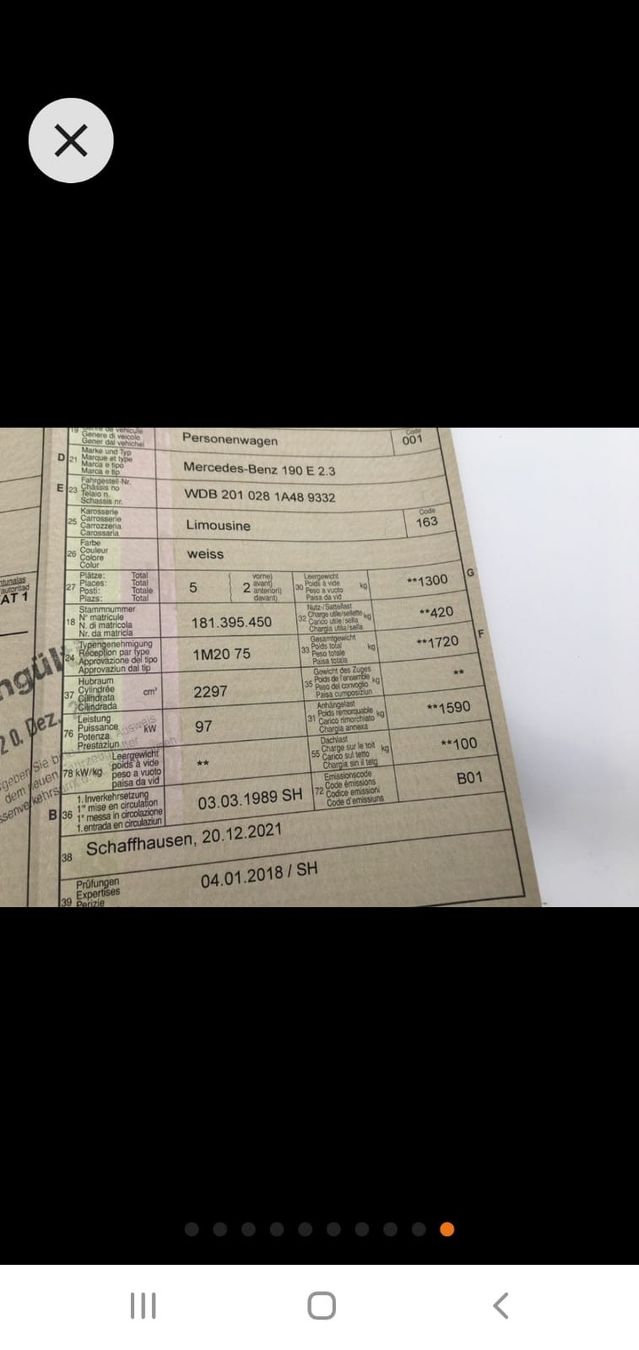 Mercedes-Benz Automobili: Mercedes W201 190e – Difettoso da Matzingen venduto da lar_klx9 7