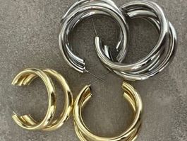 2 paar Modische Creolen Ohrringe, Gold und Silber, neu!
