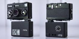 Rollei 35 FE mit Blitz made in Singapore