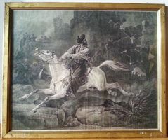Bild Aquatinta: Sultan auf Pferd auf Flucht, um 1800-1850