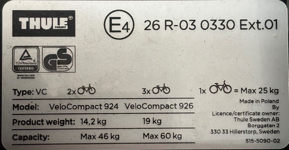 Thule Portapacchi: Thule Veloträger VeloCompact 926 – Usato da Rünenberg venduto da dme_yvy8 4